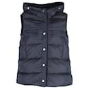 Max Mara Quilted Hooded Vest in Navy Blue Nylon
