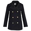 Cappotto Sandro con petto foderato in Lana Blu Navy