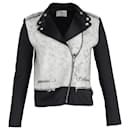 Blouson Biker Sandro en Cuir Gris