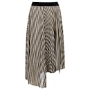 Maje Jungla Asymmetric Stripe Pleated Skirt in Metallic Beige and Grey Polyester
