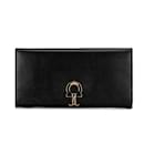 Ferragamo Black Gancini Leather Long Wallet - Salvatore Ferragamo