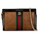 Gucci Brown Small Suede Ophidia Web Chain Crossbody