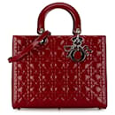 Dior Red Large Patent Cannage Lady Dior