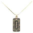 Dior Gold Logo Plate Pendant Necklace