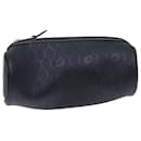 Christian Dior Honeycomb Canvas Pouch PVC Leather Black Auth bs14547