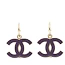 Chanel Maxi purple CC on hoops Earrings