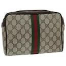 GUCCI GG Supreme Web Sherry Line Clutch Bag Beige Red 63 014 3553 Auth th4948 - Gucci