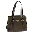 PRADA Sac Cabas Nylon Kaki Marron Foncé Auth 75333 - Prada