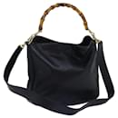 GUCCI Sac à main en bambou Cuir 2façon noir 001 1638 Auth yk12693 - Gucci