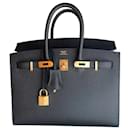 Hermès Birkin Sellier 25 cm em couro Epsom preto com ferragens douradas GHW