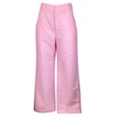 Marni Pink Logo Embroidered Cotton Pants - Autre Marque