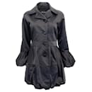 Giorgio Armani Black Satin Coat with Bubble Hem - Autre Marque