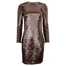 Tom Ford Brown Long Sleeve Sequined Dress - Autre Marque