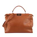 Fendi Brown Leather Peekaboo Top Handle Bag 8BN210