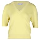Chloe Knitted V-Neck Top in Pastel Yellow Cashmere - Chloé