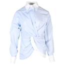 JW Anderson Twist Front Paneled Shirt in Blue and White Cotton