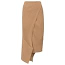 Stella McCartney asymmetrischer Rippstrick-Midirock aus hellbrauner Baumwolle - Stella Mc Cartney