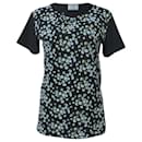 Prada Floral Knit Applique Short Sleeve T-Shirt in Black Cotton