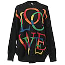 Suéter Love feminino Loewe com estampa multicolorida em lã preta