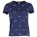 Kenzo Women's Eyes Rundhals-T-Shirt aus blauer Baumwolle