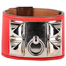 Bracelet Hermès Collier de Chien en Cuir Rouge