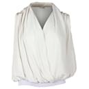 Ärmellose drapierte Bluse von Hermès aus weißer Seide