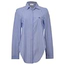 Blusa Camicia Cropped di Etro in Cotone Rigato Blu