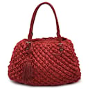 Red Raffia and Leather Tote Shoulder Bag - Ermanno Scervino