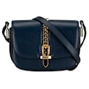 Bolsa de ombro de couro Gucci Sylvie 615965 azul marinho em muito bom estado