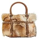Salvatore Ferragamo Fur Rattan Handbag Natural Material Handbag EZ-21 5842 in good condition