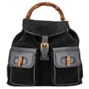 Gucci Suede Bamboo Backpack Suede Backpack 003 58 in good condition