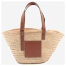 Neutral basket bag in palm leaf and calf leather - Loewe