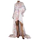 Vestido maxi floral de seda multicolor com babados - tamanho Reino Unido 6 - Gucci