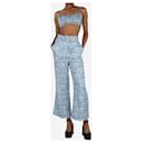Blue floral-print linen trousers and bralette top set - size UK 8 - Zimmermann
