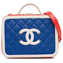 Chanel Blue Medium Tricolor Caviar CC Filigree Vanity Case