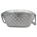 CHANEL BANANA HANDBAG QUILTED LEATHER TIMELESS CLASP SILVER BELT BAG - Chanel