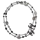 NEW CHANEL PEARLS AND CC LOGO NECKLACE SAUTOIR 105-110 METAL STEEL NECKLACE - Chanel