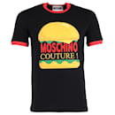 Moschino Couture Burger-Print Rundhals-T-Shirt aus schwarzer Baumwolle