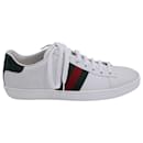 Gucci Women's Ace Sneaker with Web Detail in White Leather