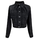 New Iconic Black Logo Embossed Denim Jacket - Chanel