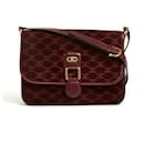 Céline  Sac Triomphe Burgundy Leather Suede Triomphe Shoulder Bag