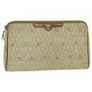 Christian Dior Honeycomb Canvas Clutch Bag PVC Leather Beige Auth bs14451