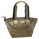 GUCCI GG Crystal Einkaufstasche Gold Grau Braun 131230 Auth 75308 - Gucci