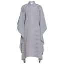 Michael Kors Collection Robe chemise caftan mi-longue en soie à rayures multiples Sea - Autre Marque
