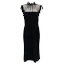 Dolce & Gabbana Black Crepe Dress with Lace Top and Flutter Cap Sleeves - Autre Marque