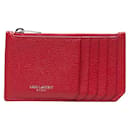 Yves Saint Laurent Leather Fragment Zip Card Case Leather Card Case in Good condition