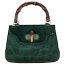 Gucci Suede Bamboo Handbag  Leather Handbag in Good condition