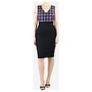 Black abstract checkered fitted midi dress - size UK 14 - Chanel