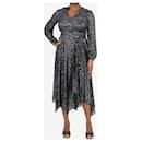 Black sheer lurex patterned midi dress - size UK 12 - Maje