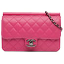 Chanel Crossing Times Flap aus gestepptem Lammleder in Pink